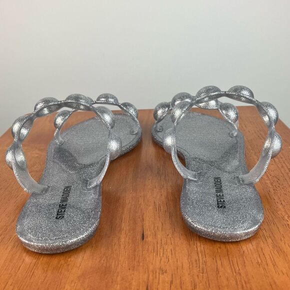 NWOB Steve Madden women’s Zaza bubble strap sandals silver size 9 - Picture 4 of 7